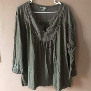 Natural reflections; olive green top